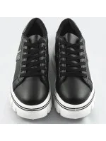Čierne dámske tenisky sneakers "traktory" (88-25)