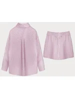 Ružový dámsky pruhovaný set - tričko a šortky (16071) Ružový dámsky pruhovaný set - tričko a šortky (16071)