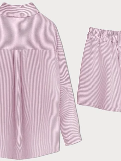 Pruhovaná súprava trička a šortiek ružová (16071)