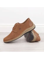 Pánské kožené polobotky M model 22008944 hnědé s ažurovým vzorem - Rieker Pánské kožené polobotky M model 22008944 hnědé s ažurovým vzorem - Rieker