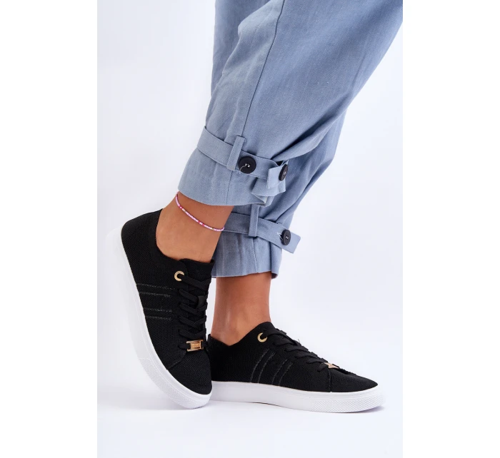 Damskie Sznurowane Trampki Czarne Etna Damskie Sznurowane Trampki Czarne Etna