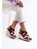 Sandały Na Koturnie Z Paseczkami Czarne Ellen