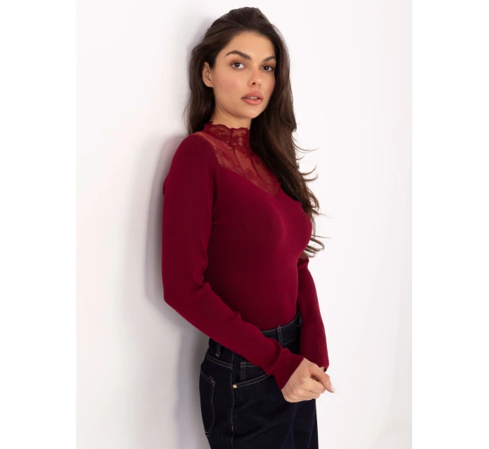 Sweter PM SW model 21771736 bordowy - FPrice Sweter PM SW model 21771736 bordowy - FPrice