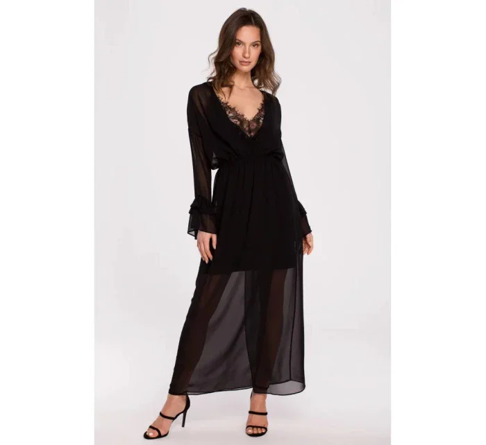 Dámské šifonové šaty se  Černá  model 18778242 - Makover