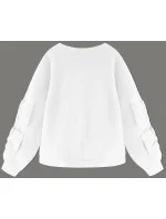 Teplá biela dámska mikina s mašľami (23999)