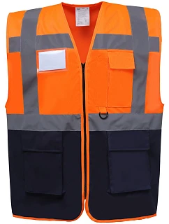 Yoko HVW 801 Hi-Vis multifunkčná vesta 79.W801 hi vis oranžová/námornícka modrá