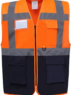 Yoko HVW 801 Hi-Vis multifunkčná vesta 79.W801 hi vis oranžová/námornícka modrá