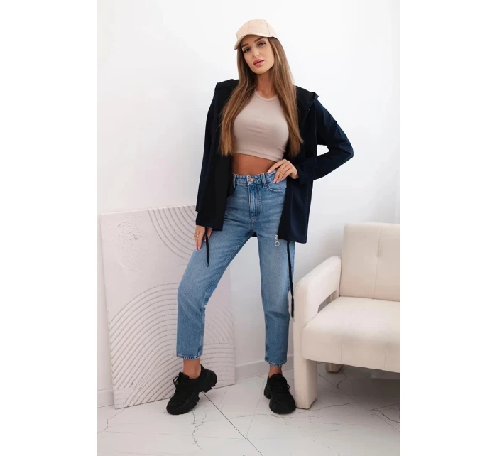 Dámská mikina s kapucí a šňůrkou dole tmavě modrá