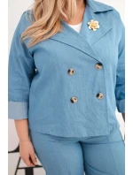 Dámsky bavlnený set s bundou a džínsami v modrej farbe