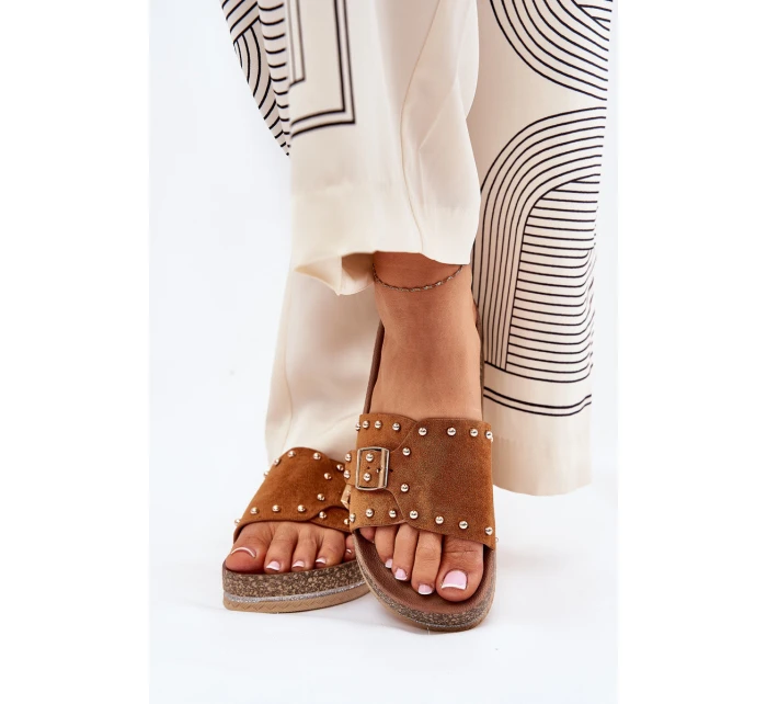 Dámské Pantofle Na Platformě S Přezkou A Camel model 21689943 - Boto