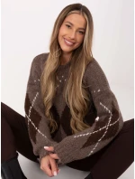 Sweter MI SW model 21782618 ciemny bezowy - FPrice Sweter MI SW model 21782618 ciemny bezowy - FPrice