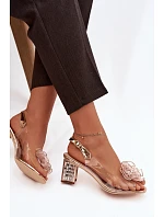 Dámske sandále na podpätku D&A MR52-238 Rose gold - D&A