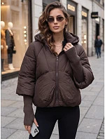 Dámska zimná prešívaná bunda s kapucňou, hnedá, FashionStreet TY5896 Dámska zimná prešívaná bunda s kapucňou, hnedá, FashionStreet TY5896