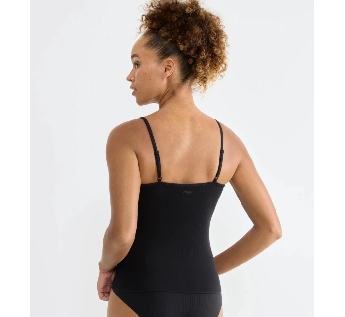 sloggi GO Rebrovaný top so špagetami - BLACK - SLOGGI BLACK - SLOGGI