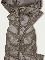 Dlhá páperová vesta s kapucňou béžová (5M3183-84)