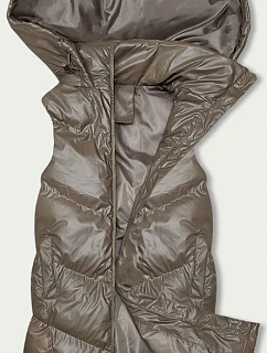 Dlouhá béžová péřová vesta s kapucí model 18823029 - J.STYLE