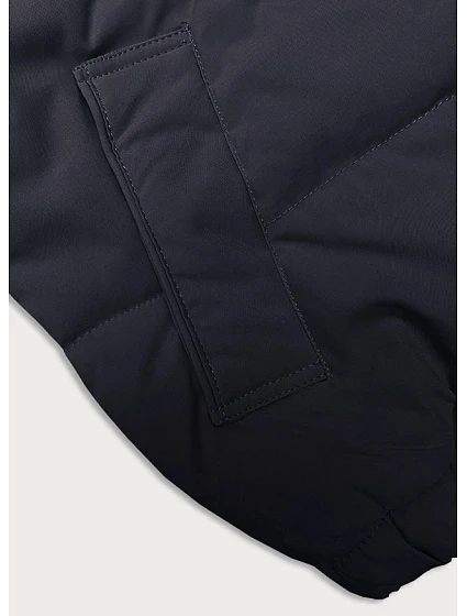 Tmavě modrá krátká dámská bunda pro přechodné období s odepínací kapucí model 19399075 - J.STYLE