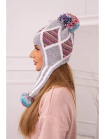 Dámska klapka na uši Eunika K322 sivá+červená Dámska klapka na uši Eunika K322 sivá+červená