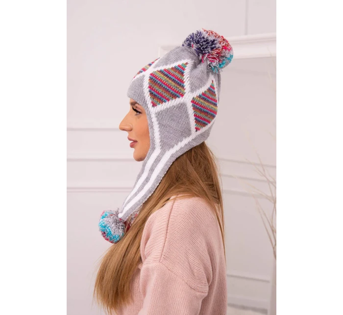 Dámska klapka na uši Eunika K322 sivá+červená Dámska klapka na uši Eunika K322 sivá+červená