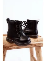 Dziecięce Botki Skórzane Z Suwakiem Czarne Omua Dziecięce Botki Skórzane Z Suwakiem Czarne Omua