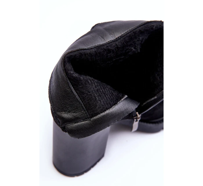 Kožené Boty Na Podpatku Černé model 21632219 - Boto