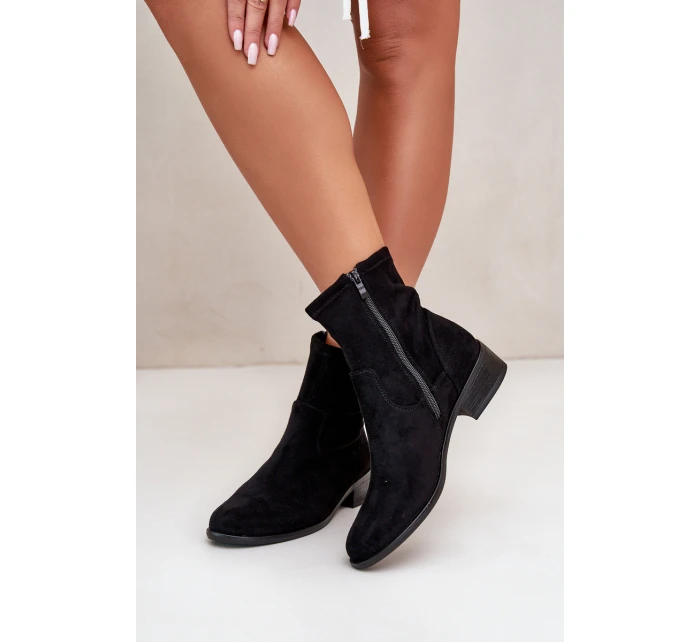 Dámské kotníčkové boty na ploché podrážce se zipem béžové model 21668028 - Boto