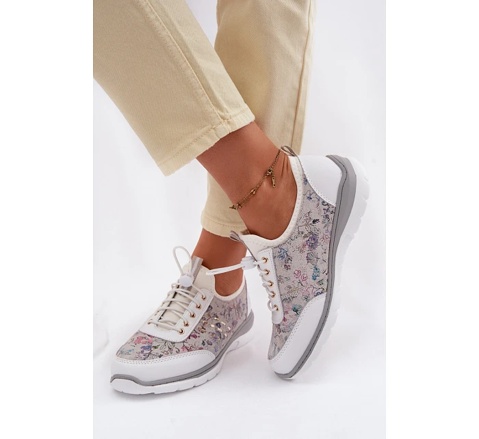 Dámské vzorované kožené polobotky D&A GR61-5990 bílé