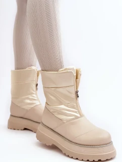 Dámské sněhule na silné podrážce se zipem GOE béžová