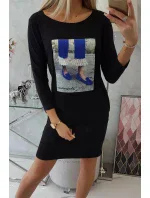 3D grafické šaty so zirkónmi čiernej