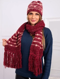 Dámska súprava so šatkou Anika K304 vínová