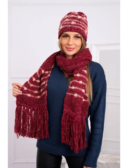 Dámská souprava se šátkem vínová model 18751051 - K-Fashion Dámská souprava se šátkem vínová model 18751051 - K-Fashion