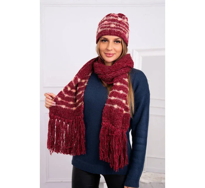Dámská souprava se šátkem vínová model 18751051 - K-Fashion Dámská souprava se šátkem vínová model 18751051 - K-Fashion