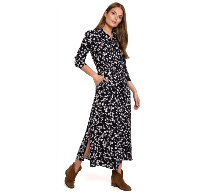 Dámske šaty K117 Model 1 Čierna s bielou - Makover