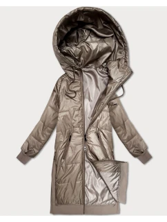 Béžová jednoduchá plus size bunda s ozdobným prešívaním S'West (B8395-12)