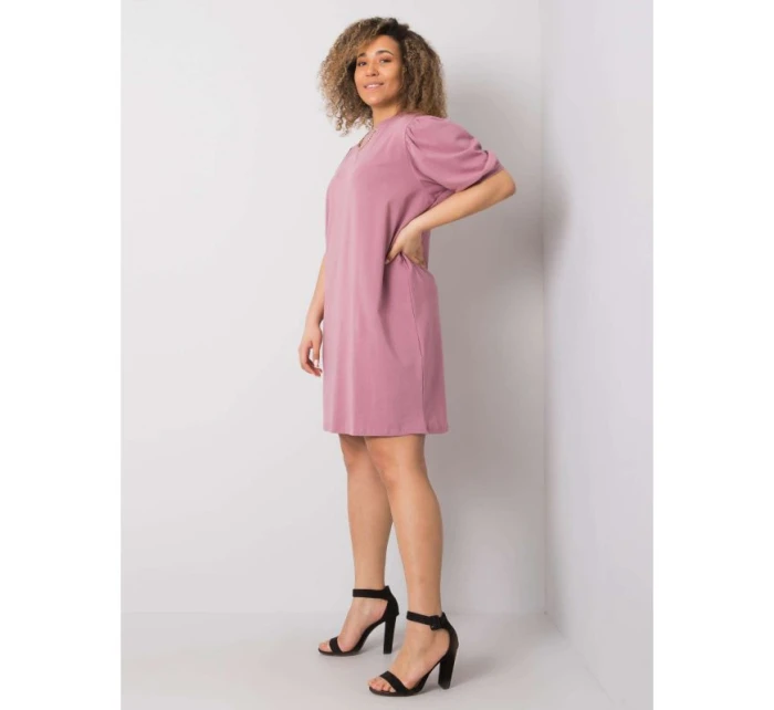 Špinavě růžové plus size šaty z bavlny model 21462296 - BASIC FEEL GOOD