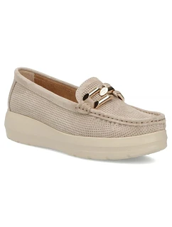 Béžové kožené mokasíny na  model 22097362 - FILIPPO