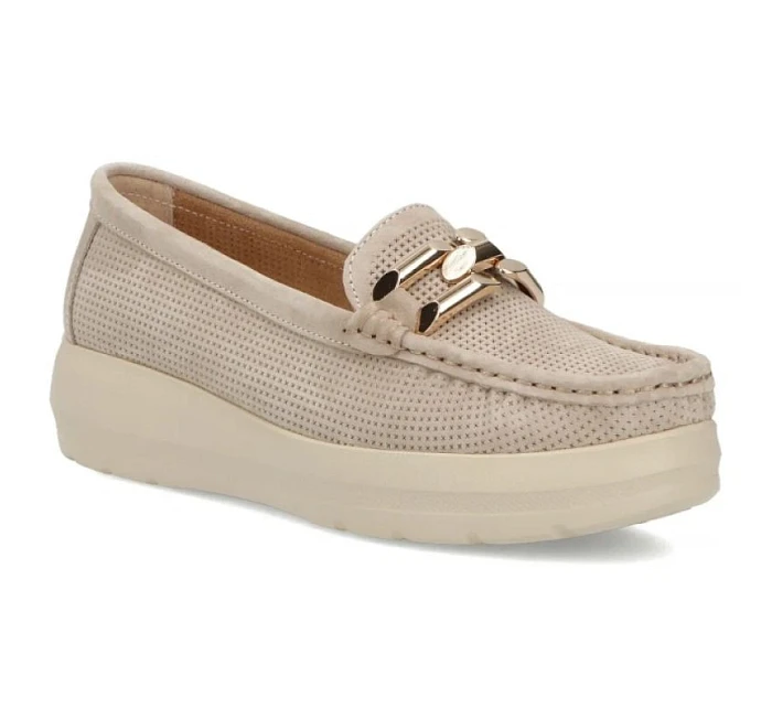 Béžové kožené mokasíny na  model 22097362 - FILIPPO