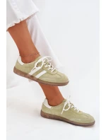 Niskie Skórzane Sneakersy Damskie Limonkowe Ismina