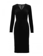 M889 Zamatové bodycon šaty - čierne