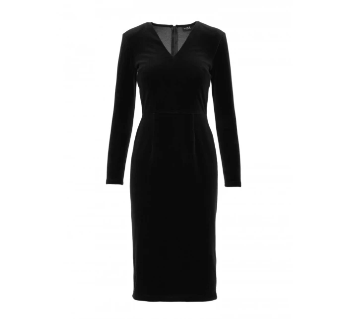 M889 Zamatové bodycon šaty - čierne