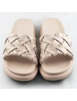 Béžové dámske šľapky so zapleteným opaskom (XA-137)