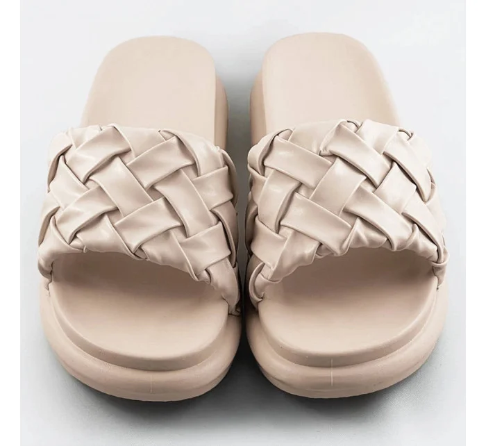 Béžové dámske šľapky so zapleteným opaskom (XA-137)