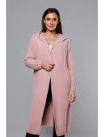 Dlouhý vlněný přehoz přes oblečení typu alpaka v růžové barvě s kapucí model 18059159 - MADE IN ITALY Dlouhý vlněný přehoz přes oblečení typu alpaka v růžové barvě s kapucí model 18059159 - MADE IN ITALY