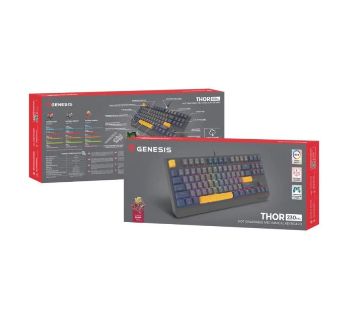 GENESIS Thor 230 TKL Herná USB QWERTY klávesnica česká modrá