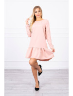 Šaty s volánem pudrově růžové