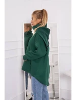 Zateplená mikina so zipsom na chrbte tmavo zelená