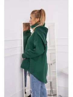 Zateplená mikina so zipsom na chrbte tmavo zelená