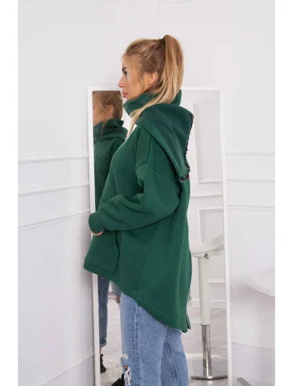 Zateplená mikina so zipsom na chrbte tmavo zelená