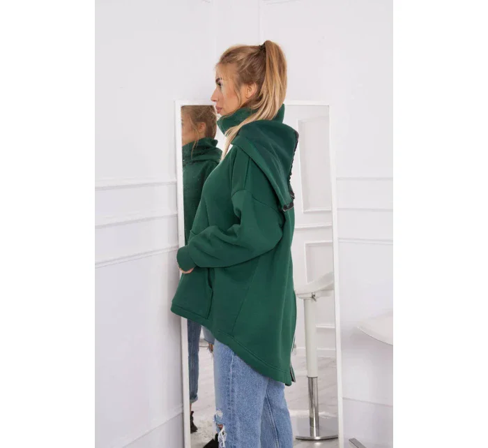 Zateplená mikina so zipsom na chrbte tmavo zelená