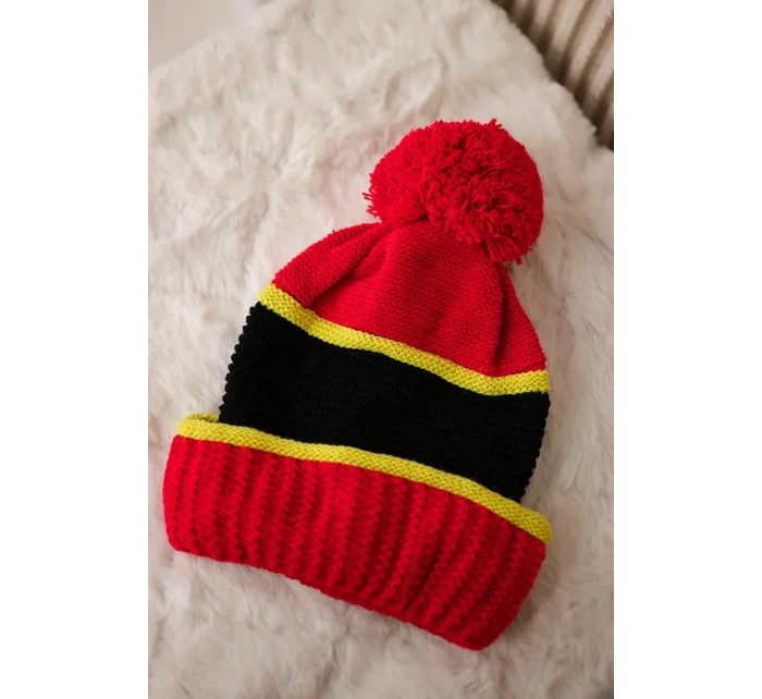 Dámska čiapka Kinga K297 červená+kiwi+čierna